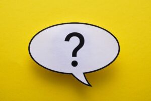 Oval speech or thought bubble with question mark
